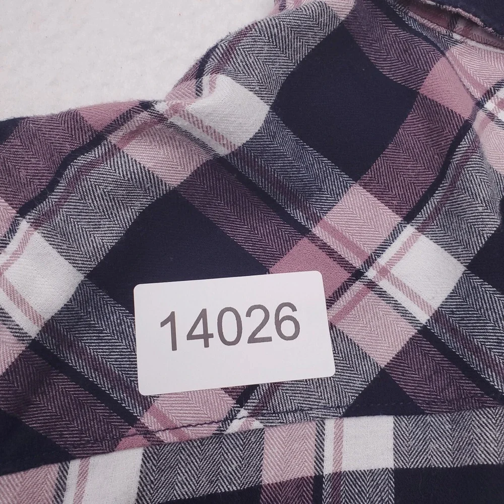 Orvis Shirt Womens Large Blue Pink Flannel Plaid Tartan Lightweight Camp Cabin